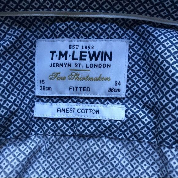 TM LEWIN SHIRT, BUTTON Down, Blue Size 16/34 - Picture 3 of 7